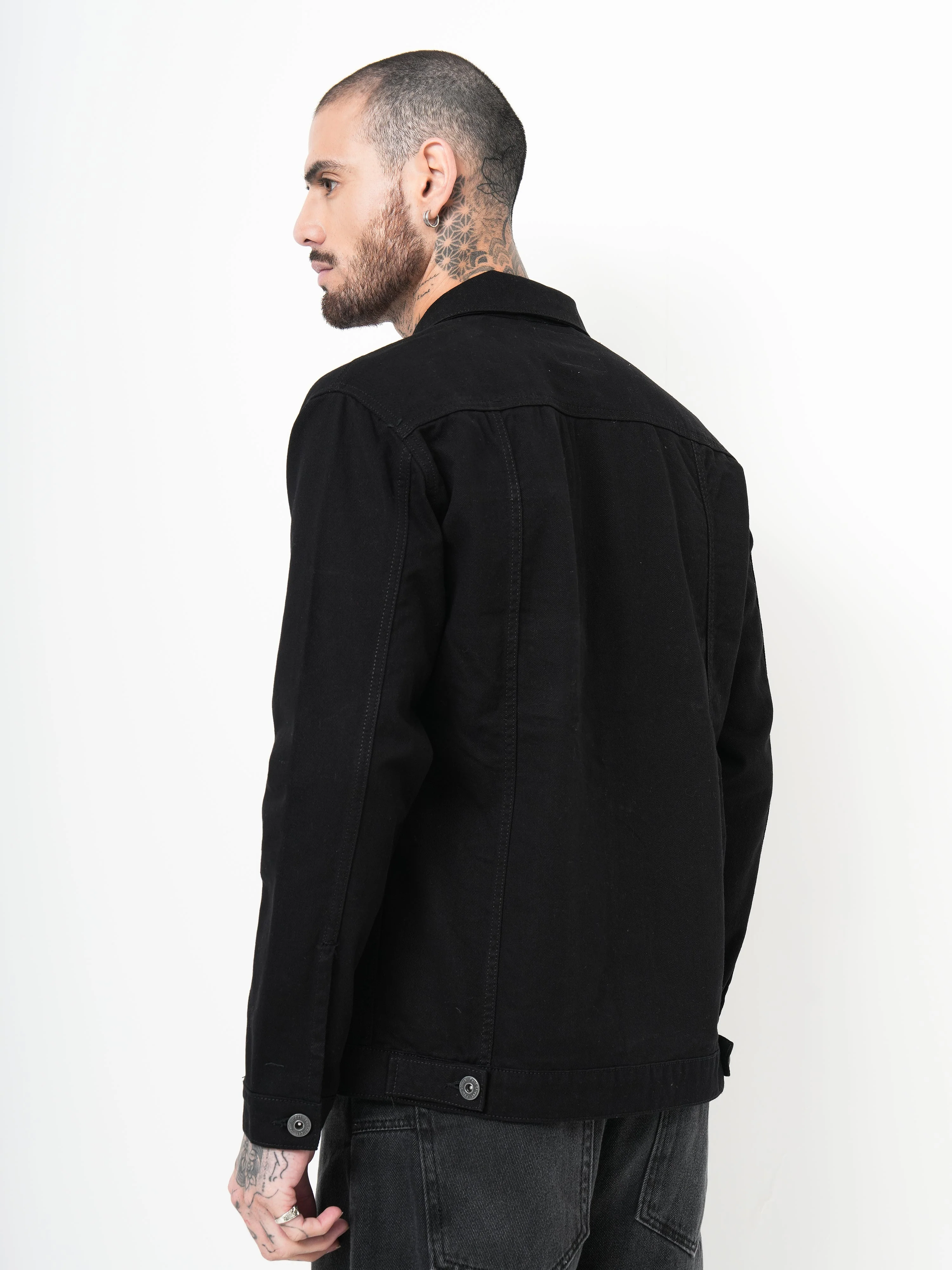 Men Rogue Denim Black Trucker Jacket - Image 2