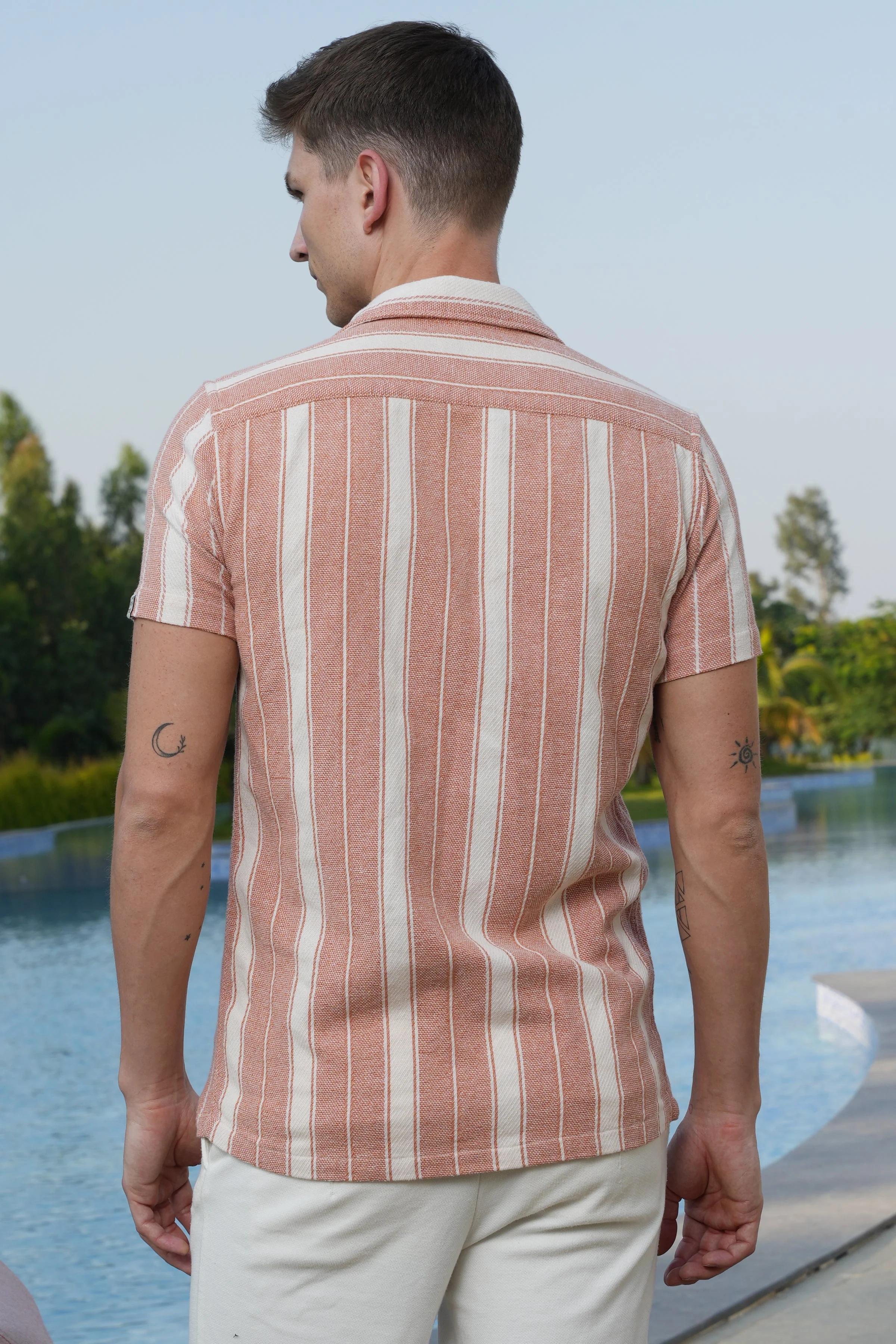 Men Roman Striped Shirt Orange Pop - Image 7