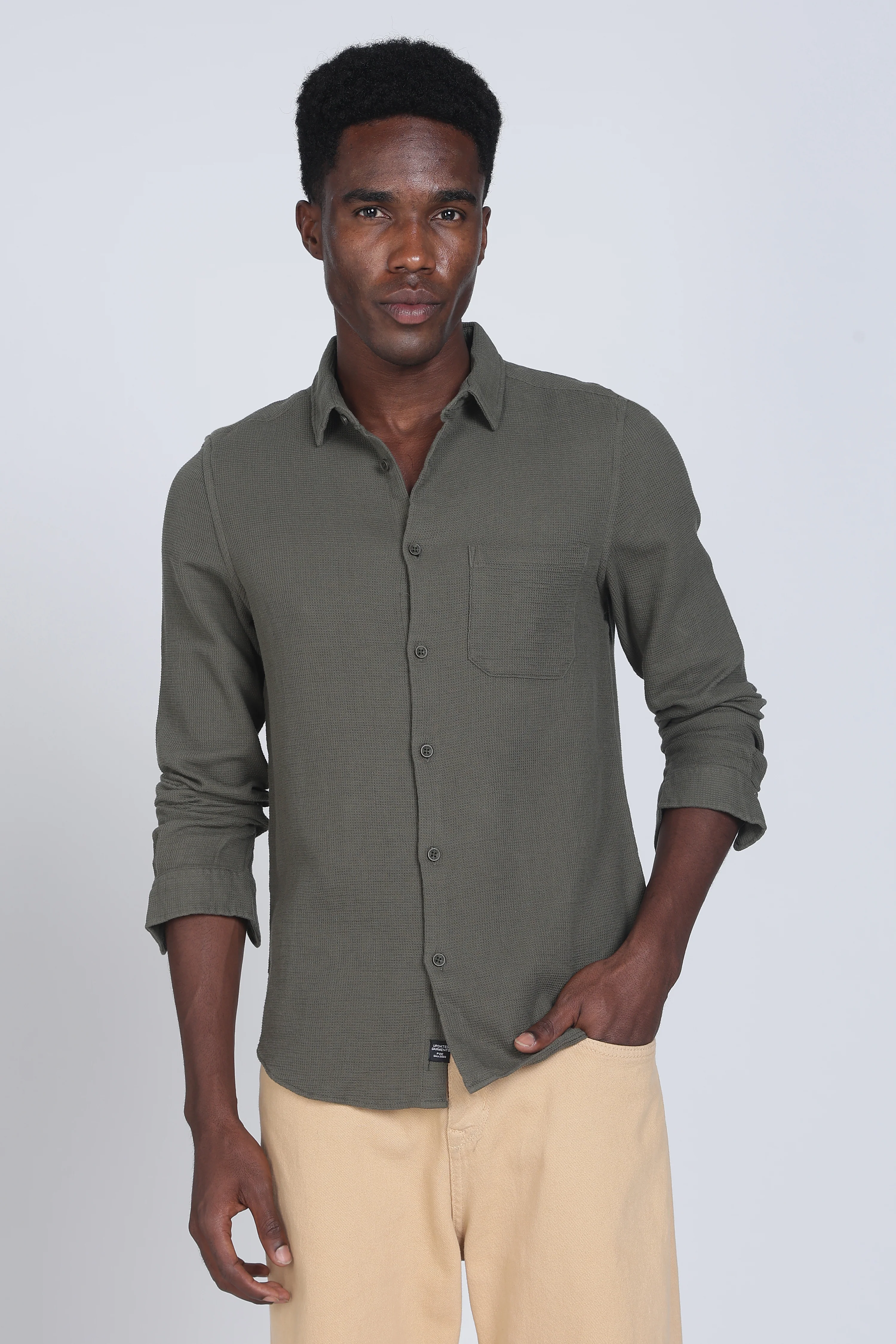Men Rome Waffle Dobby Solid Shirt