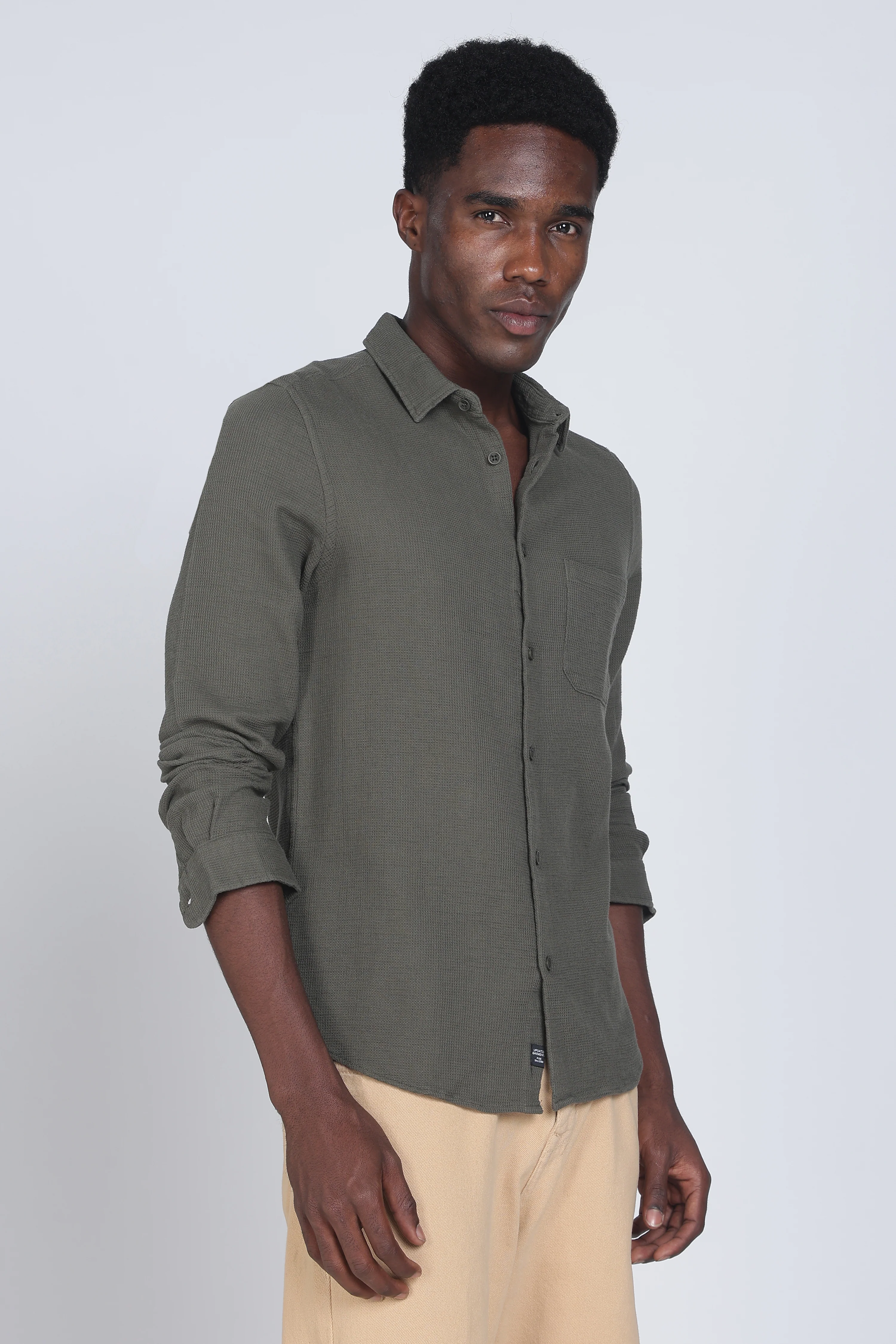 Men Rome Waffle Dobby Solid Shirt - Image 4