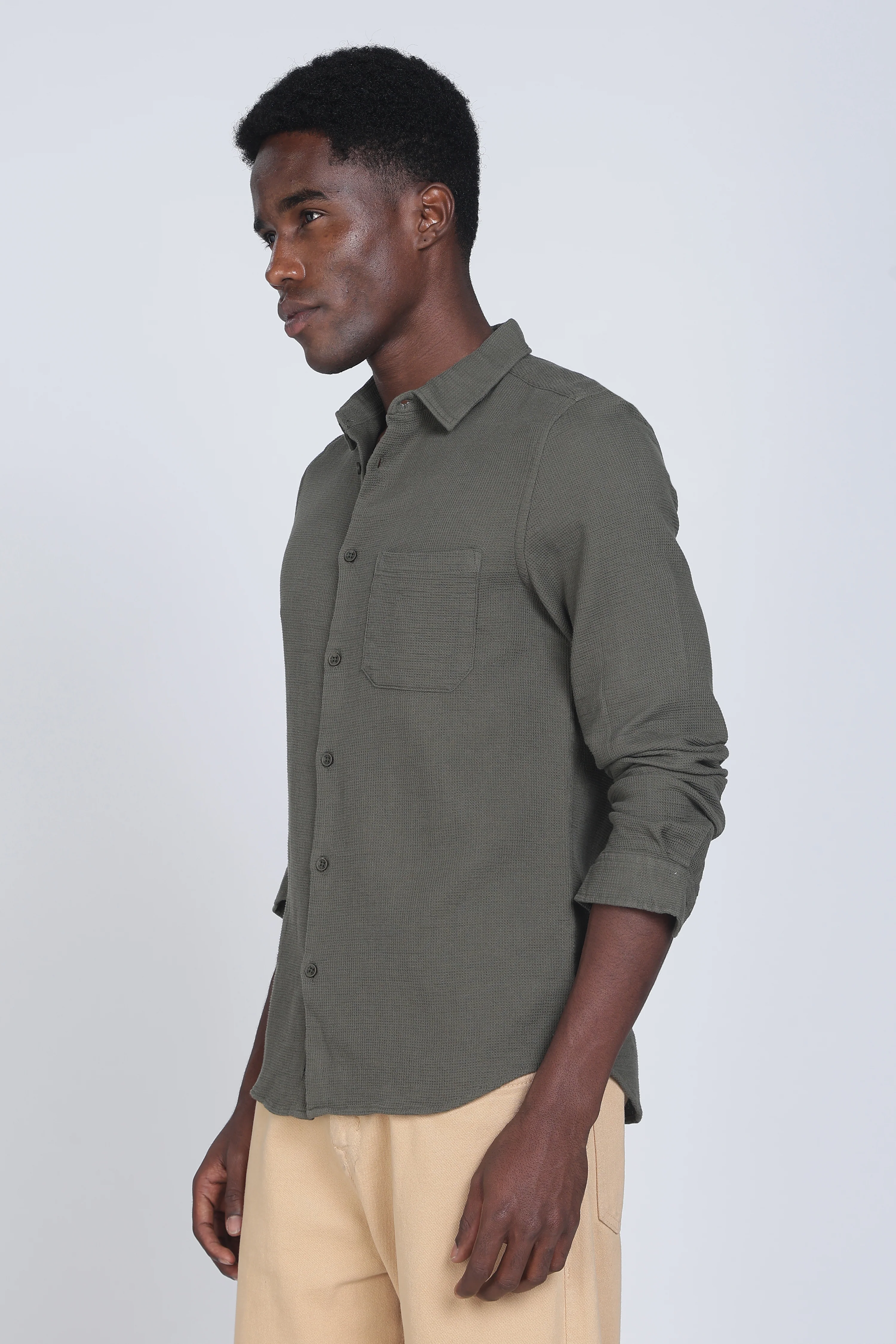 Men Rome Waffle Dobby Solid Shirt - Image 9