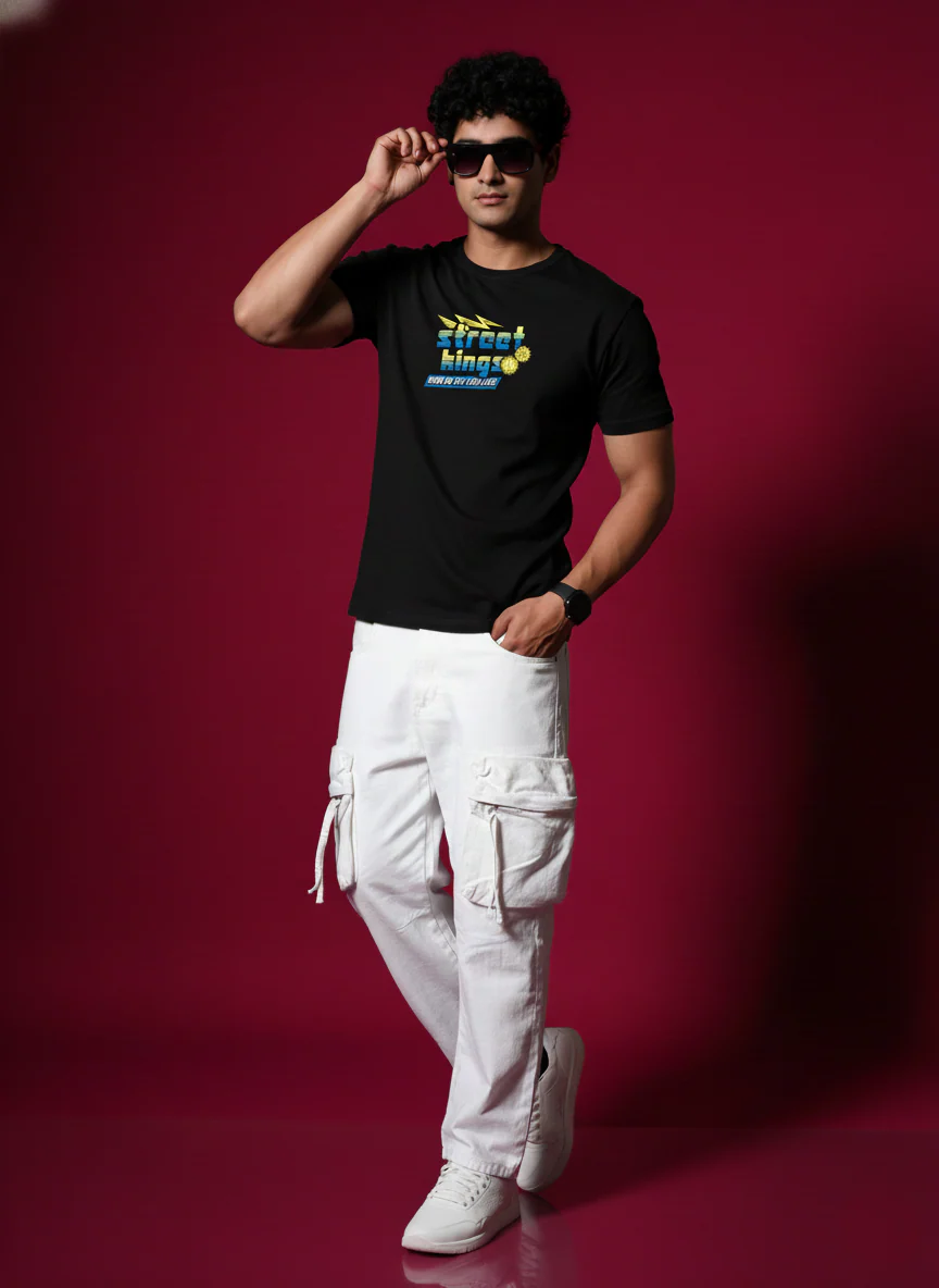 Men Round Neck Cotton T-Shirt - Image 2