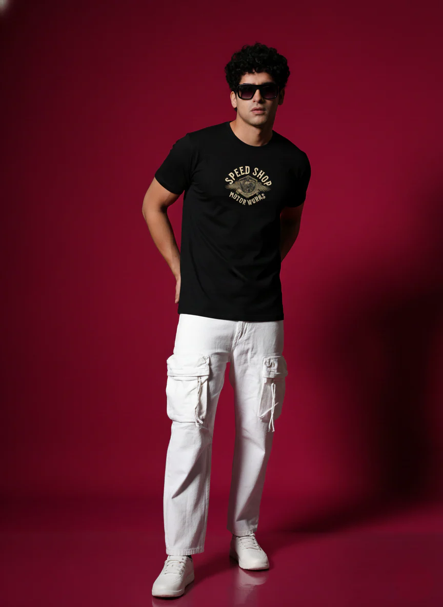 Men Round Neck Cotton T-Shirt - Image 2