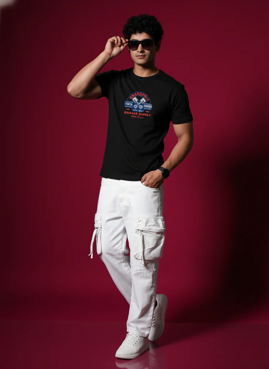 Men Round Neck Cotton T-Shirt - Image 2