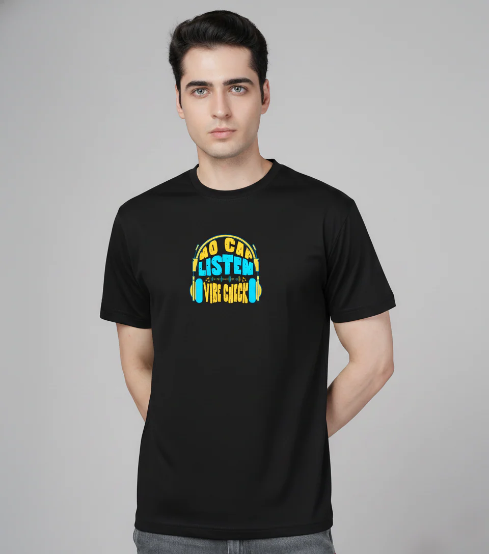 Men Cotton Black Printed Tshirt - Image 2