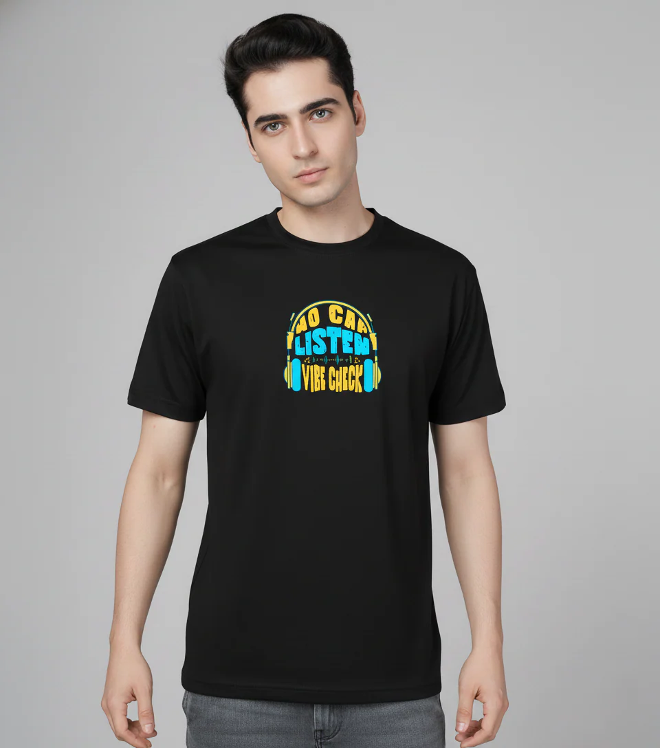 Men Cotton Black Printed Tshirt - Image 4