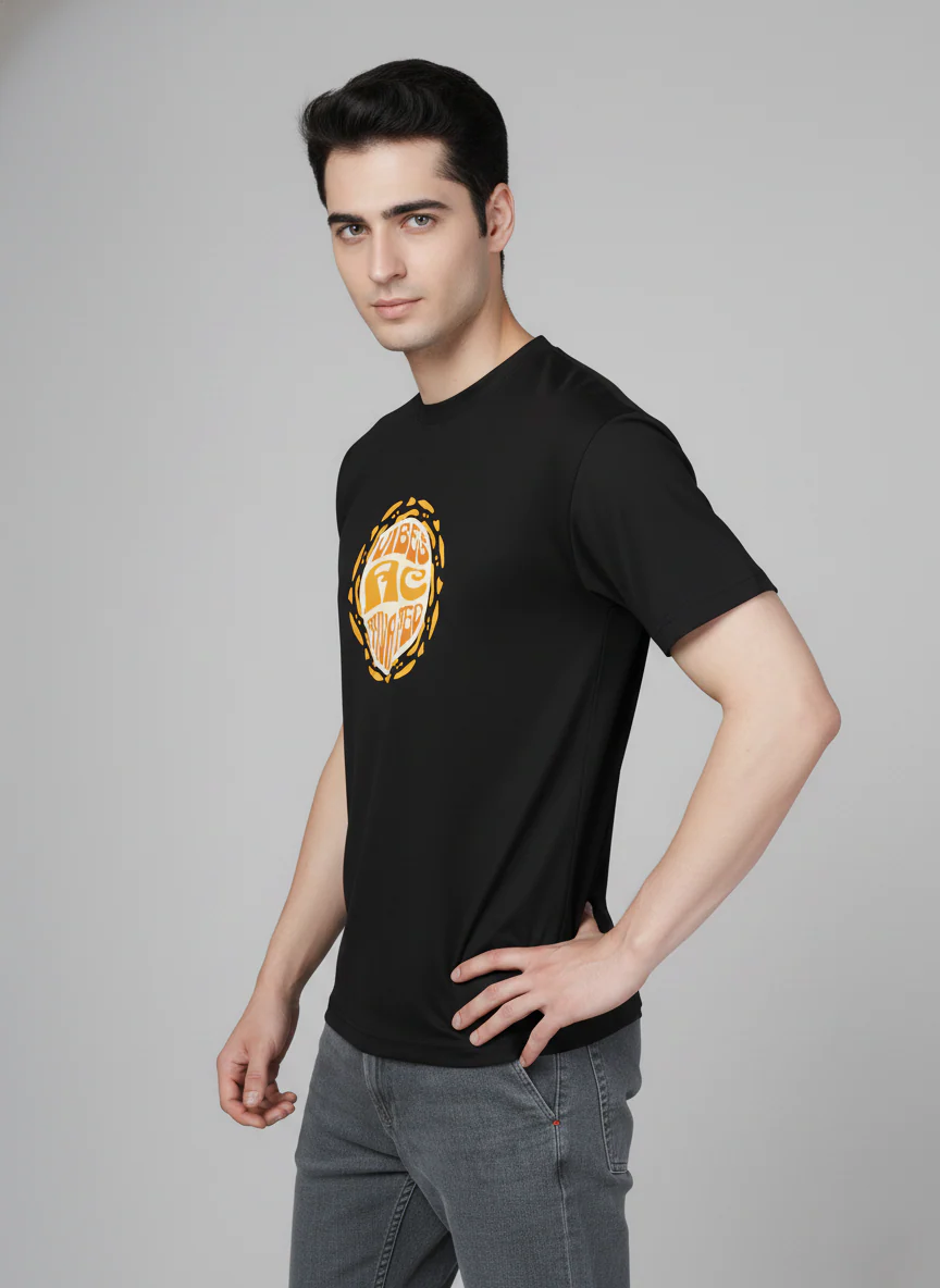 Men Cotton Black Printed Tshirt - Image 4