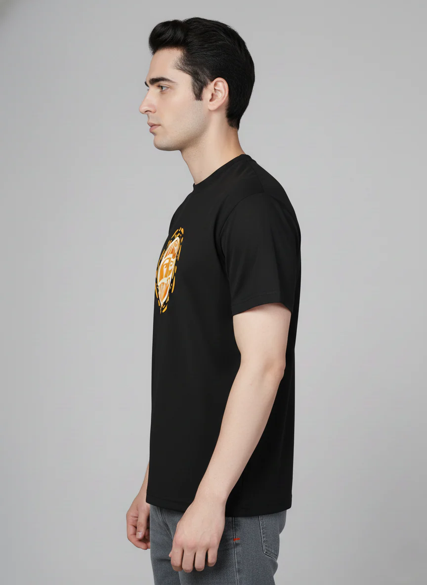 Men Cotton Black Printed Tshirt - Image 5