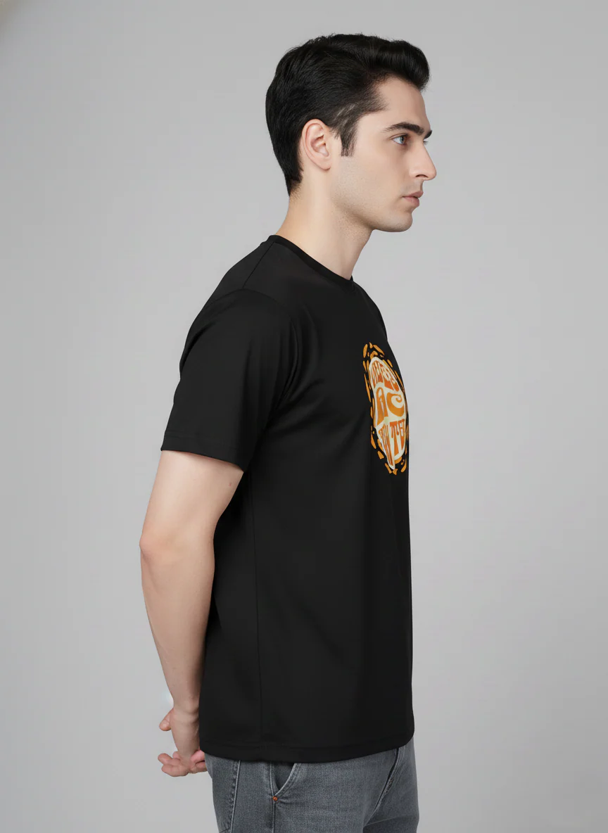 Men Cotton Black Printed Tshirt - Image 6