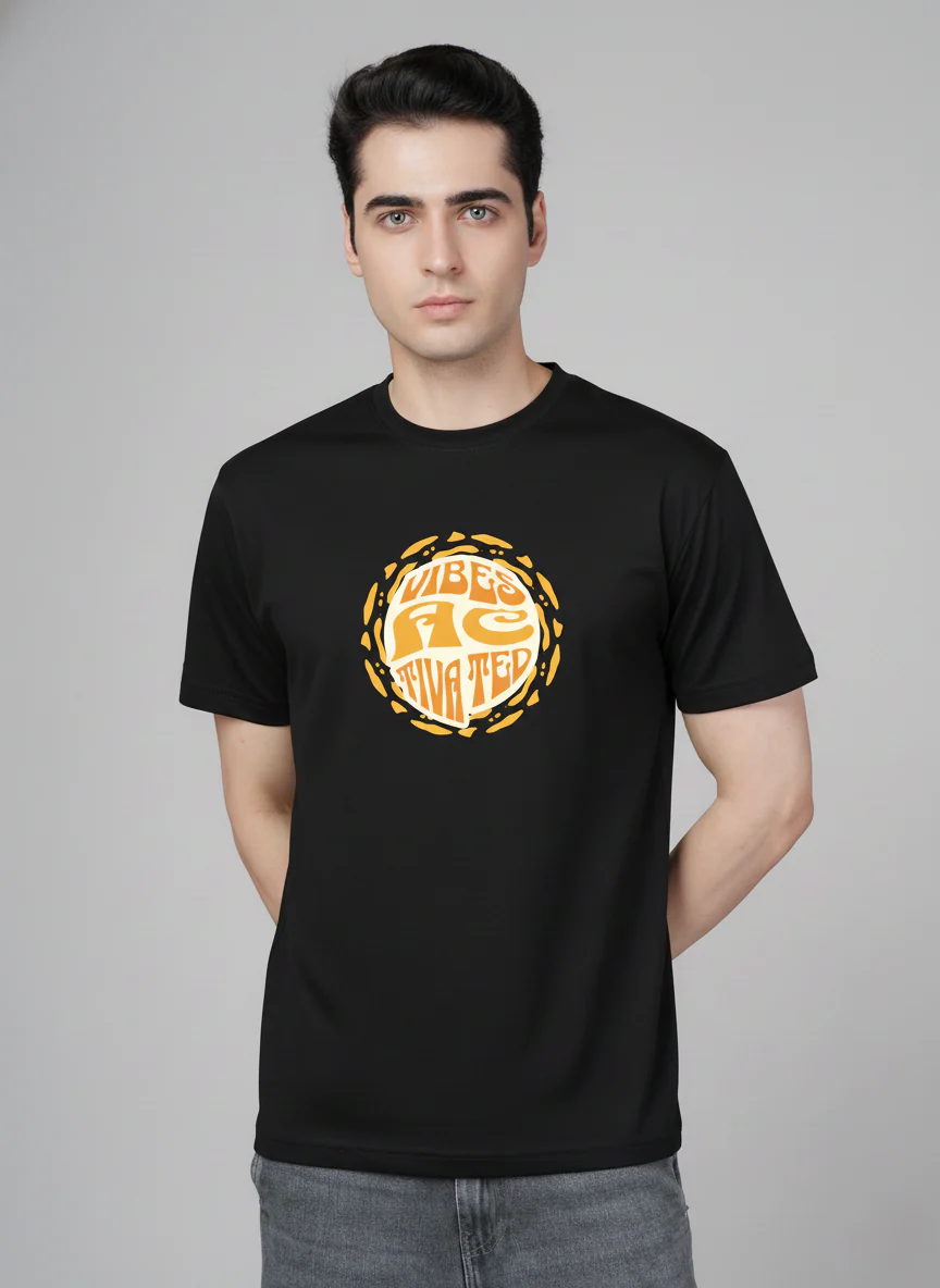 Men Cotton Black Printed Tshirt - Image 8