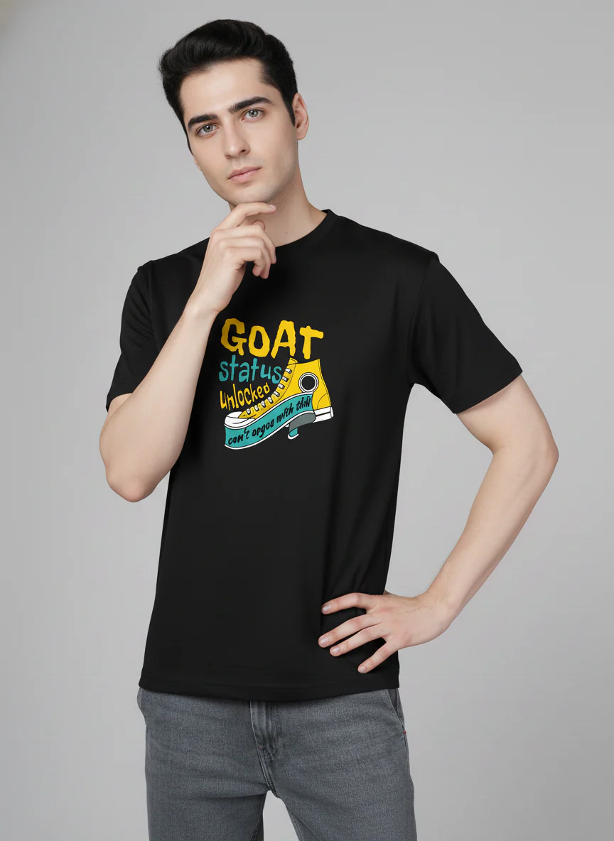 Men Cotton Black Printed Tshirt - Image 3