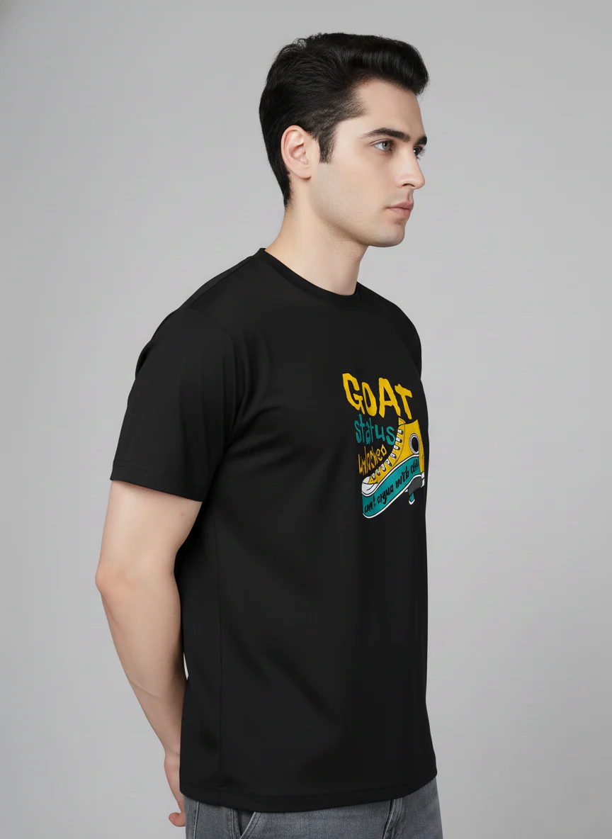 Men Cotton Black Printed Tshirt - Image 4