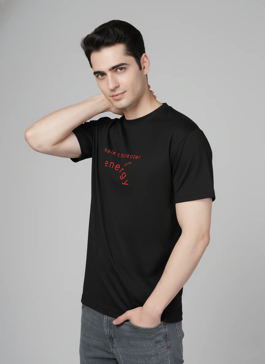 Men Cotton Black Printed Tshirt - Image 4