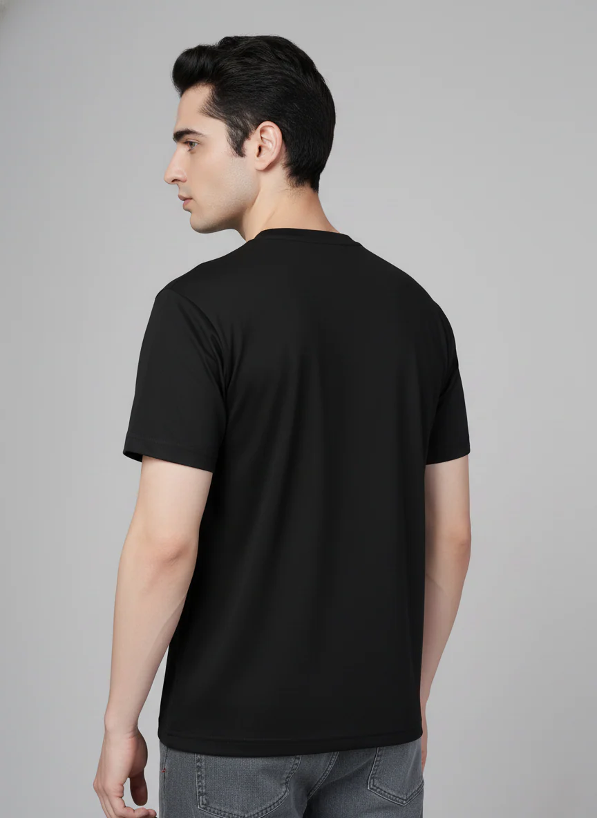 Men Cotton Black Printed Tshirt - Image 6