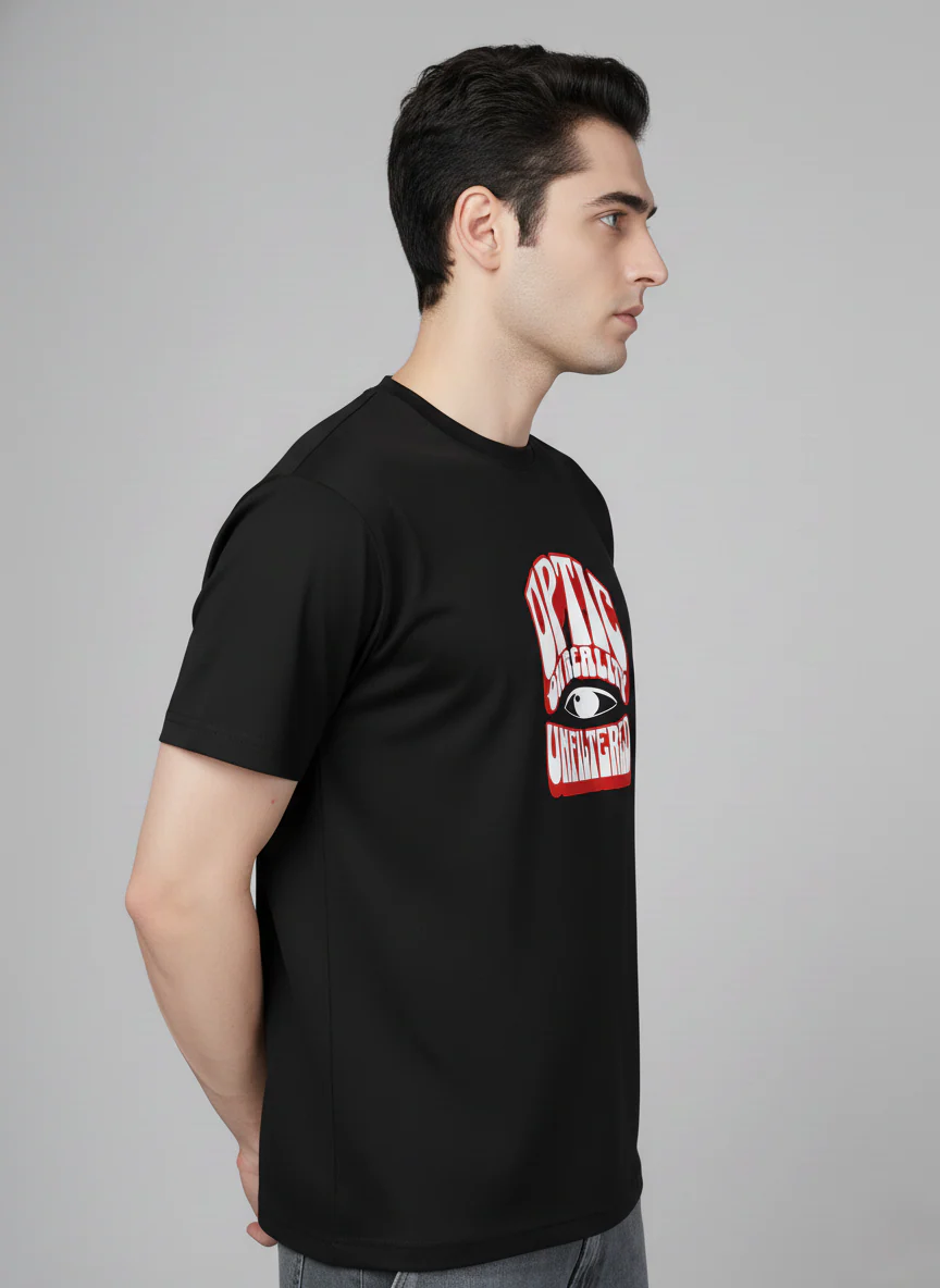 Men Cotton Black Printed Tshirt - Image 3