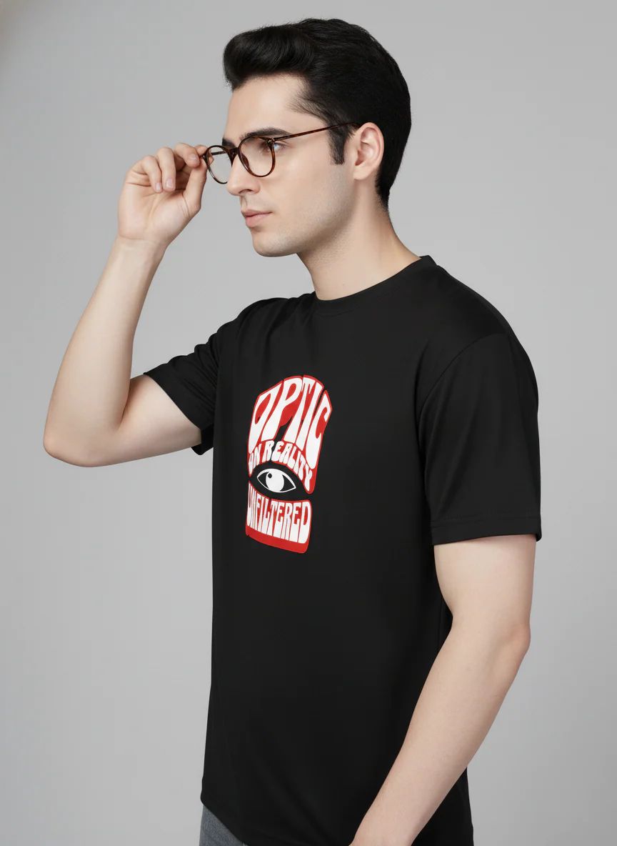 Men Cotton Black Printed Tshirt - Image 4