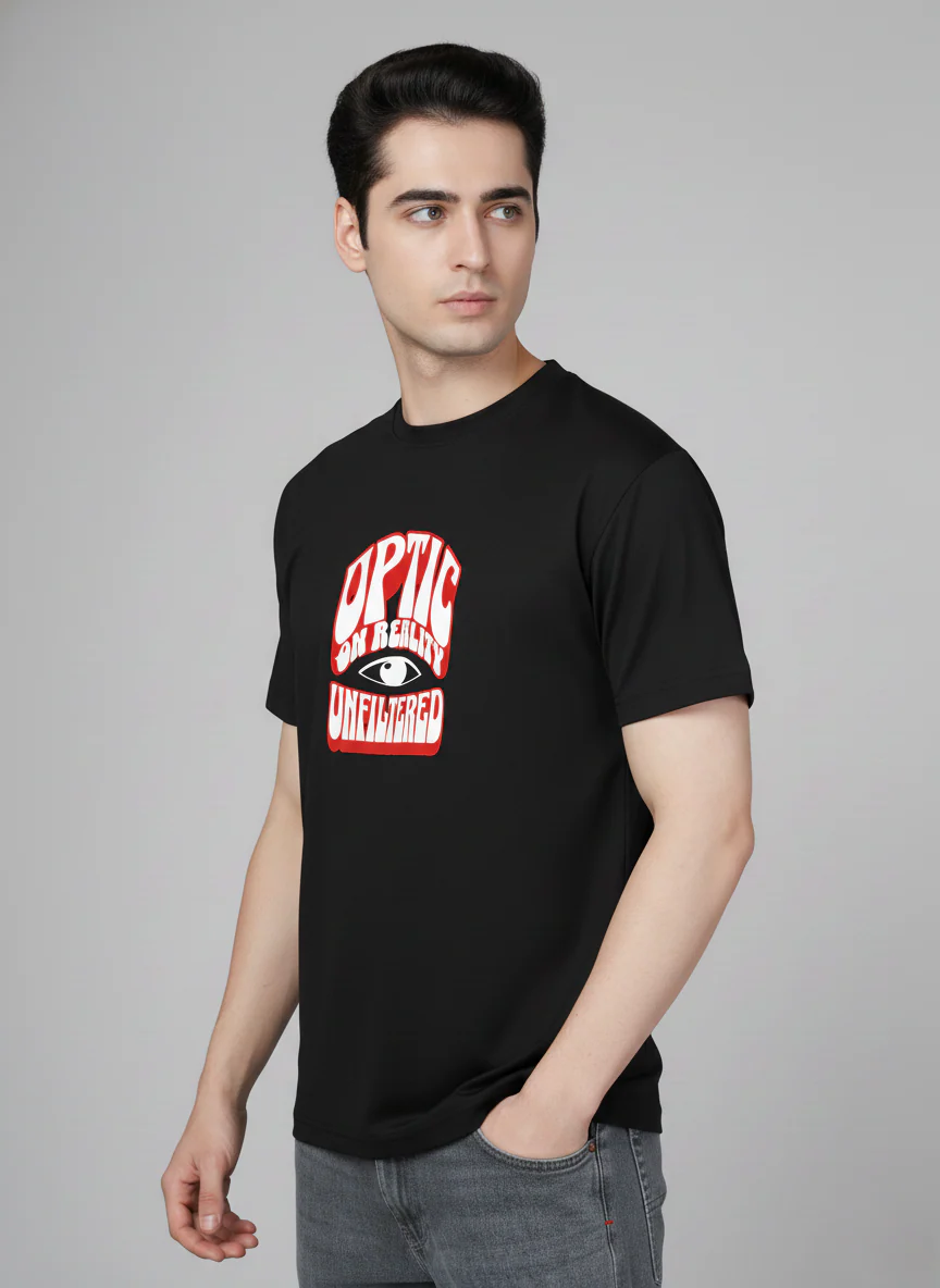 Men Cotton Black Printed Tshirt - Image 5