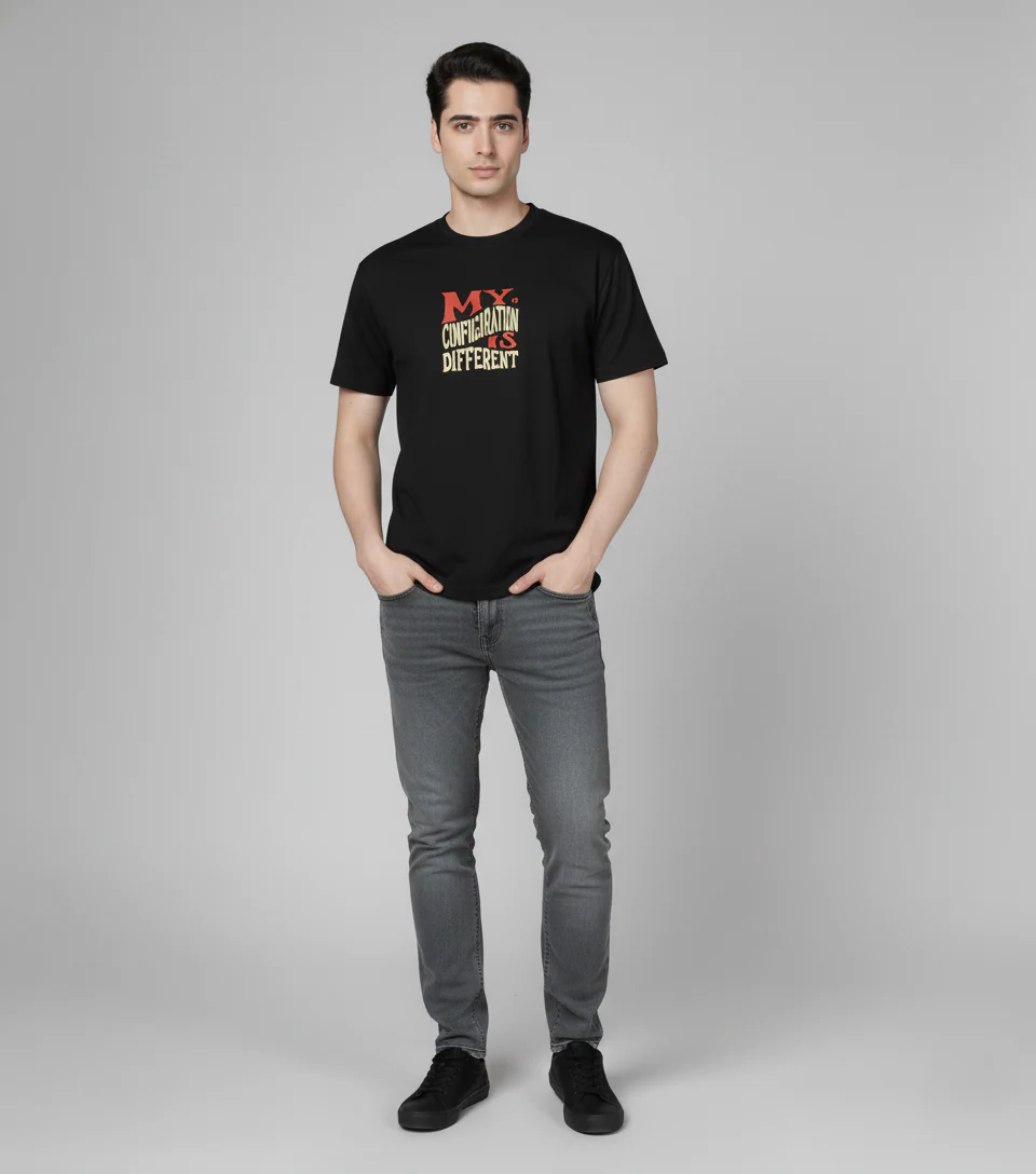 Men Cotton Black Printed Tshirt - Image 2