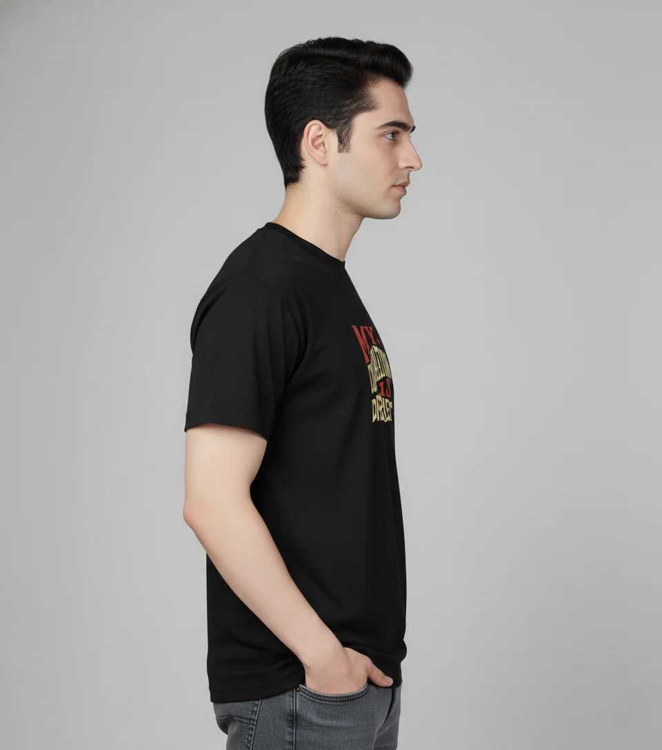 Men Cotton Black Printed Tshirt - Image 5