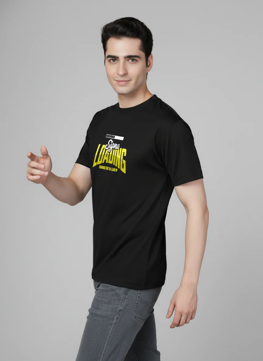 Men Cotton Black Printed Tshirt - Image 3