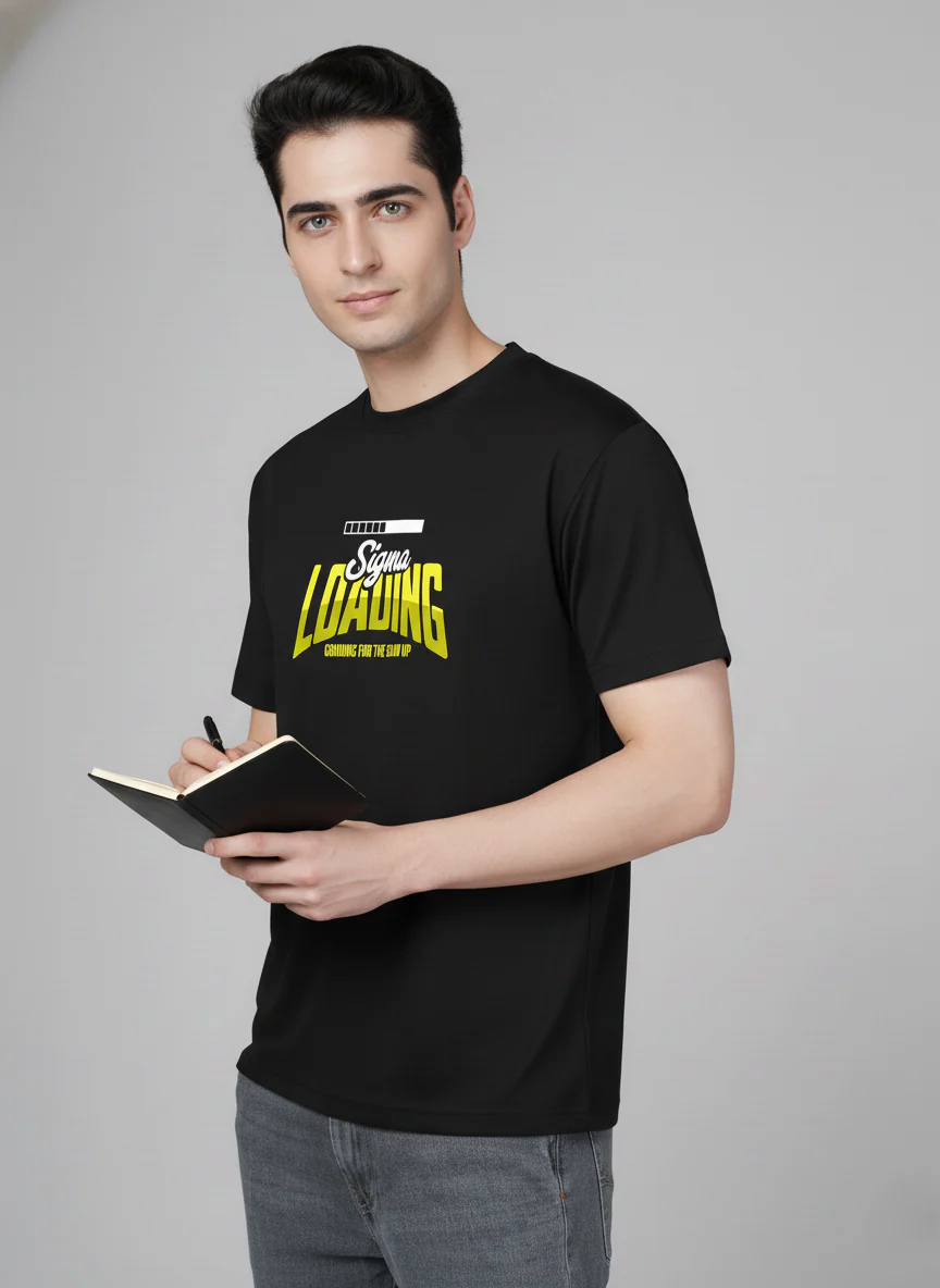 Men Cotton Black Printed Tshirt - Image 4