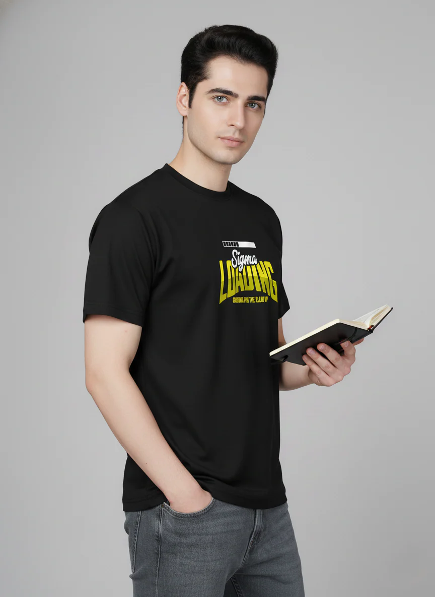 Men Cotton Black Printed Tshirt - Image 5