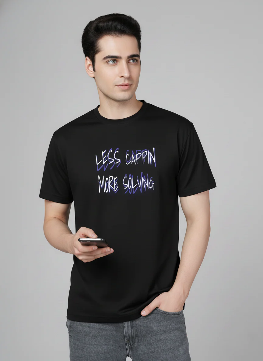 Men Cotton Black Printed Tshirt - Image 11