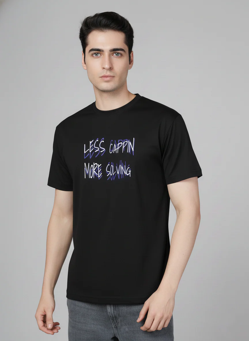 Men Cotton Black Printed Tshirt - Image 2