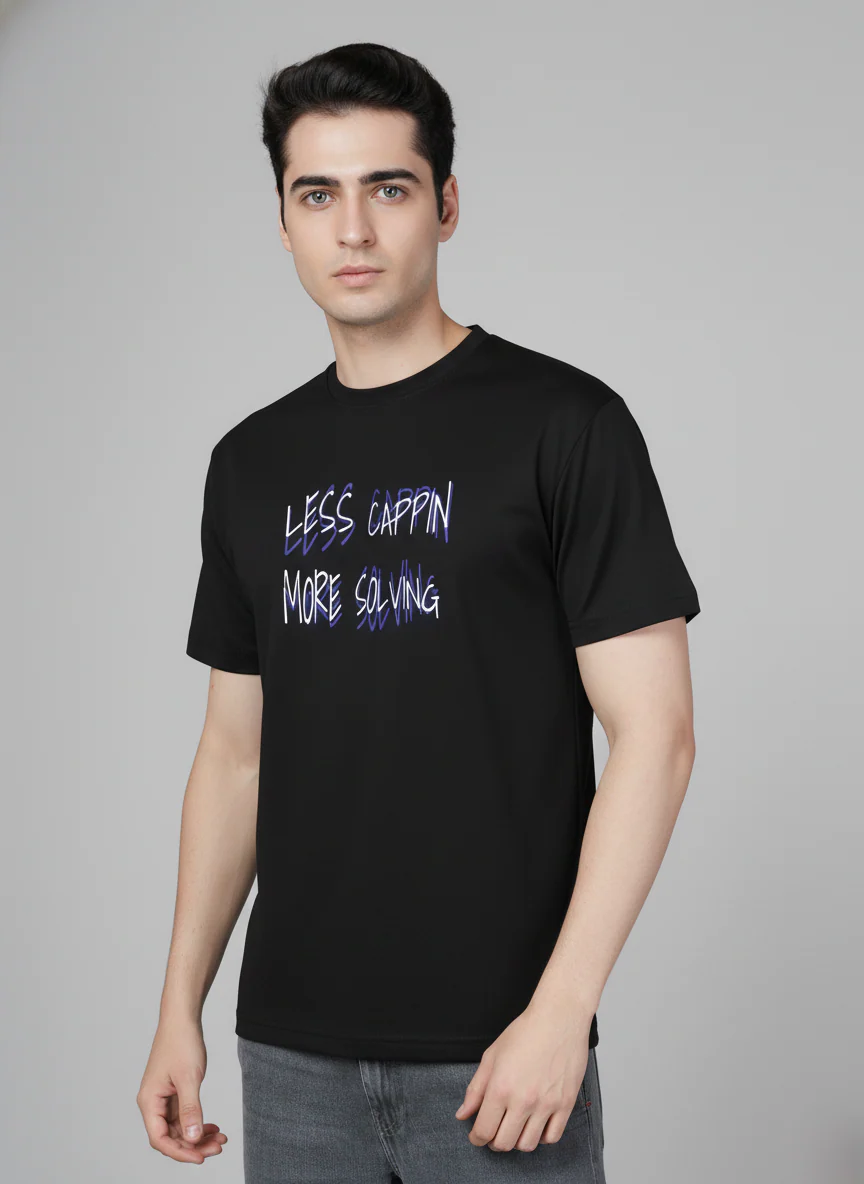 Men Cotton Black Printed Tshirt - Image 3
