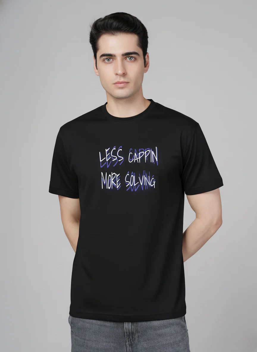 Men Cotton Black Printed Tshirt - Image 4