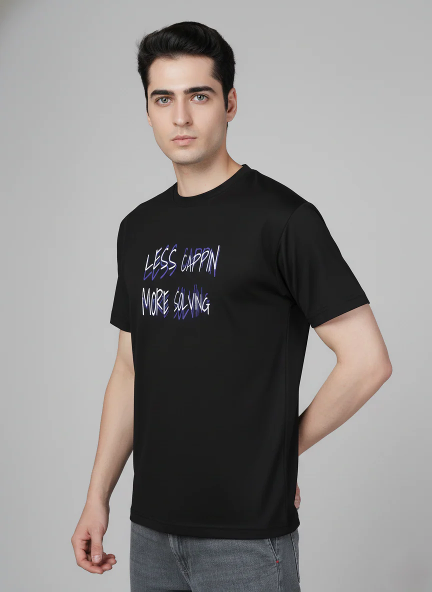 Men Cotton Black Printed Tshirt - Image 6