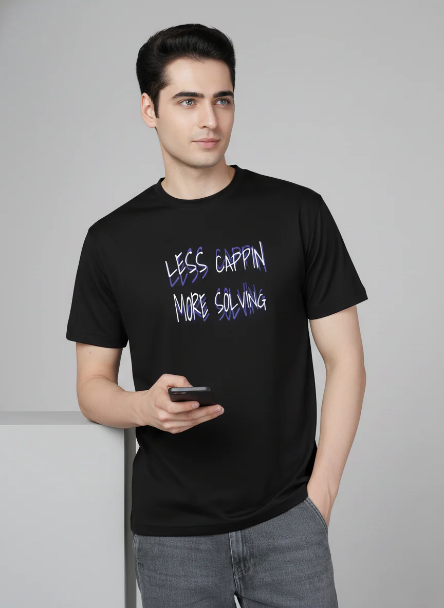 Men Cotton Black Printed Tshirt - Image 7