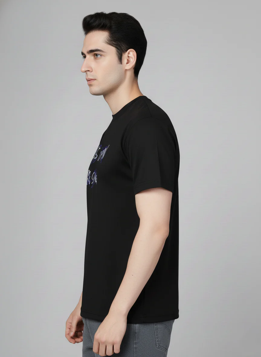 Men Cotton Black Printed Tshirt - Image 8