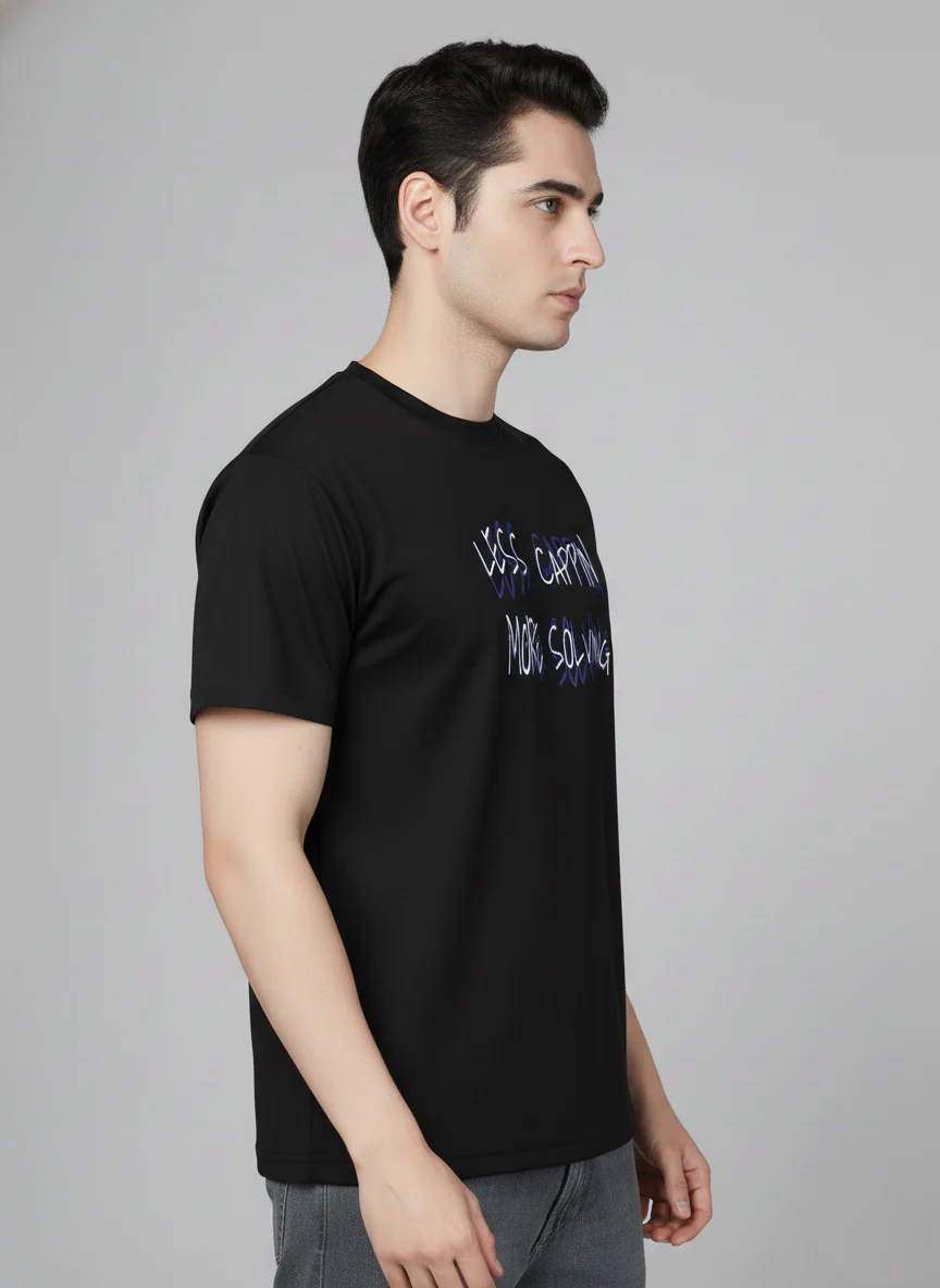 Men Cotton Black Printed Tshirt - Image 9