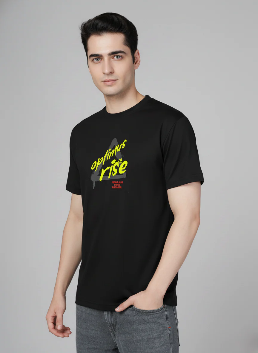 Men Cotton Black Printed Tshirt - Image 3