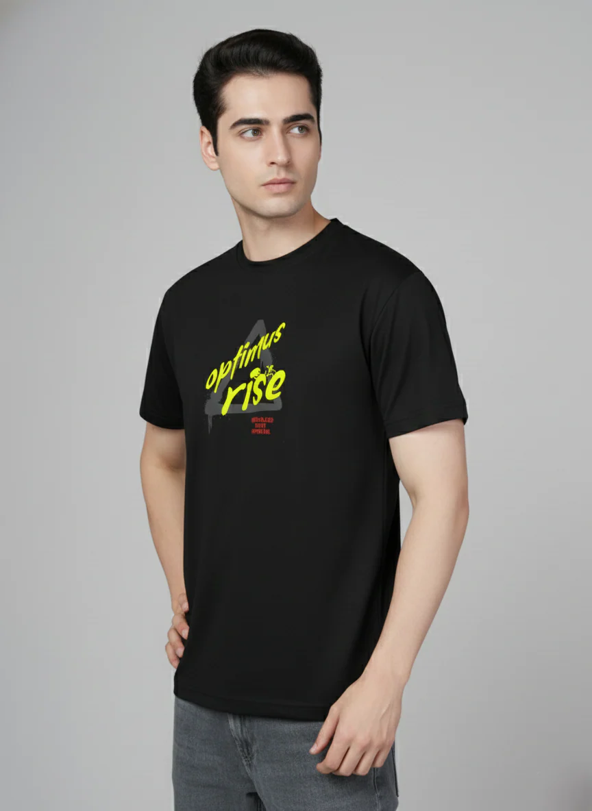 Men Cotton Black Printed Tshirt - Image 4
