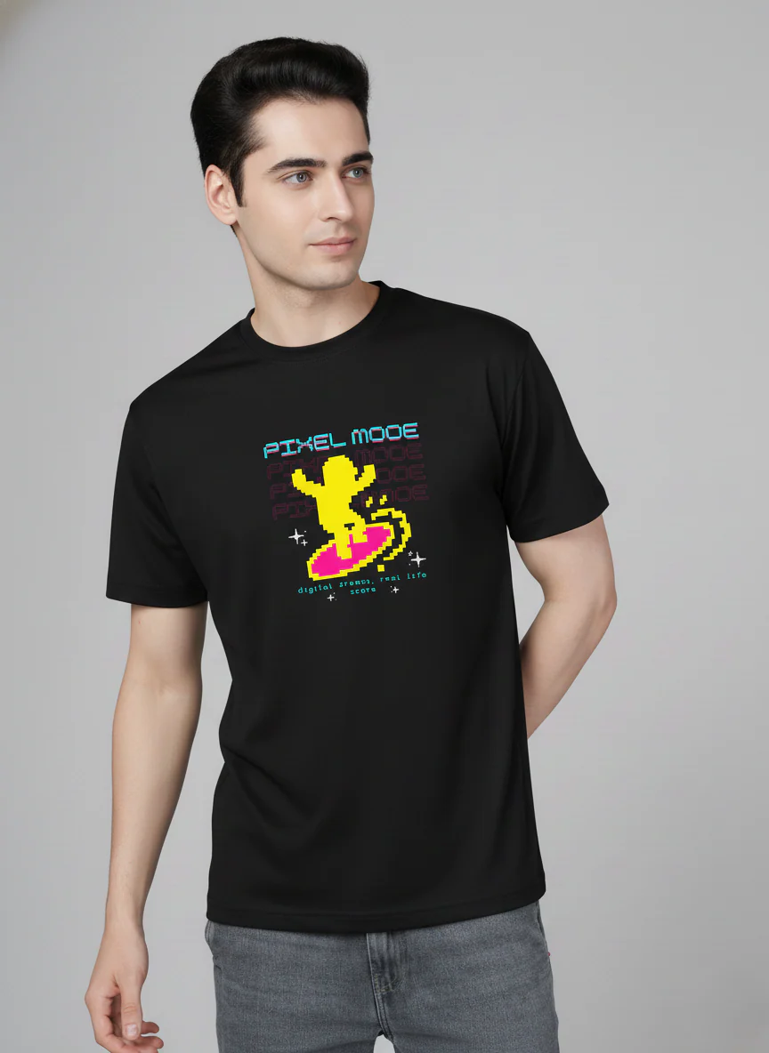 Men Cotton Black Printed Tshirt - Image 3