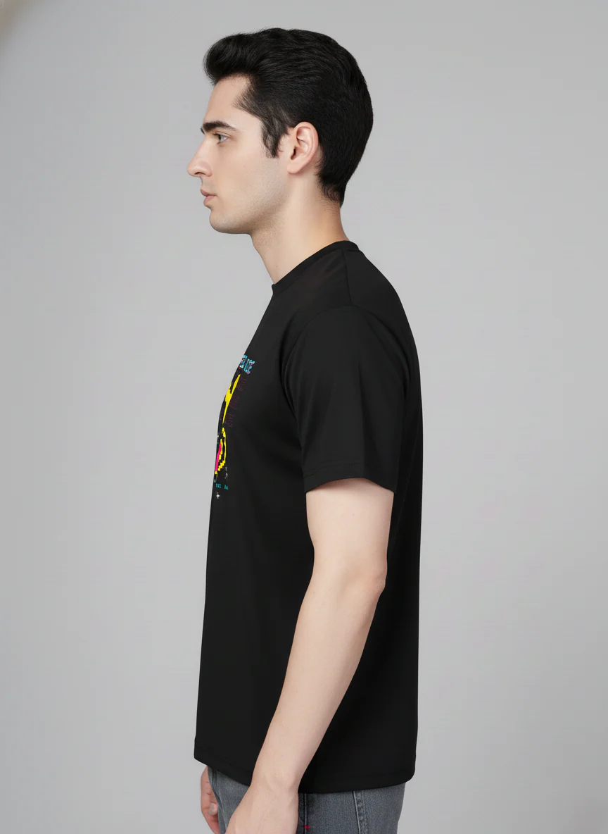 Men Cotton Black Printed Tshirt - Image 4