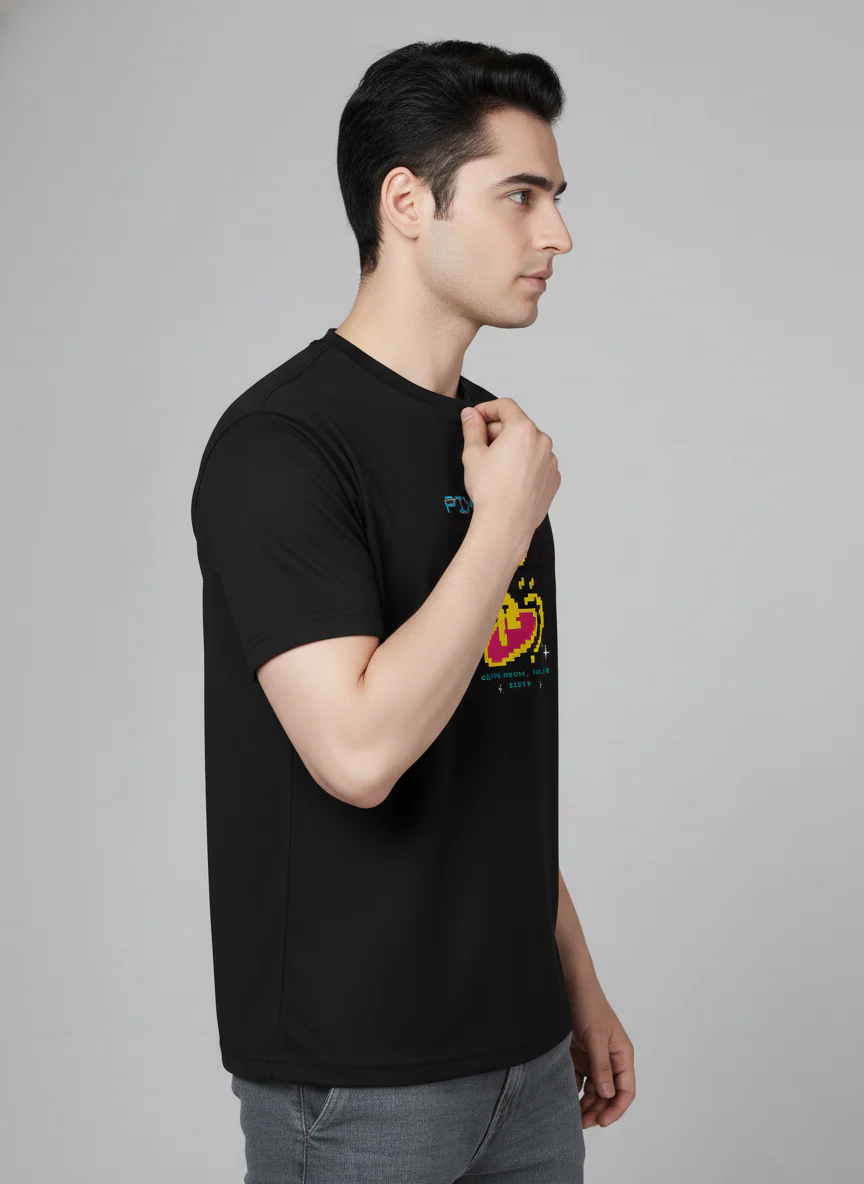 Men Cotton Black Printed Tshirt - Image 5