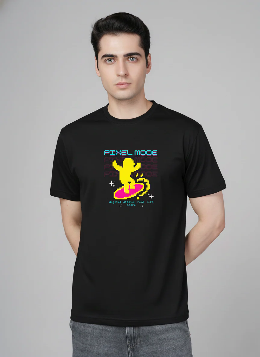 Men Cotton Black Printed Tshirt - Image 7