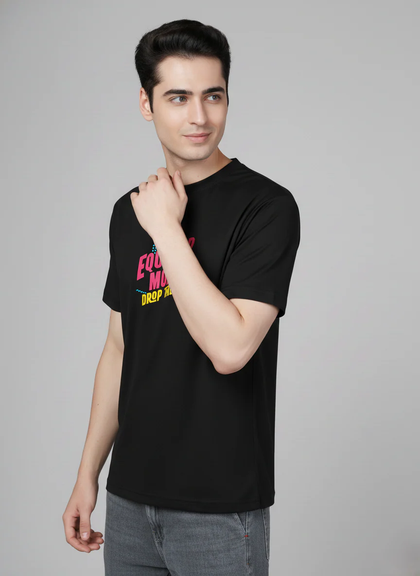 Men Cotton Black Printed Tshirt - Image 3