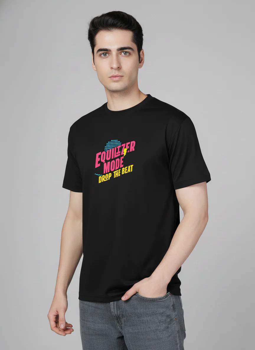 Men Cotton Black Printed Tshirt - Image 4