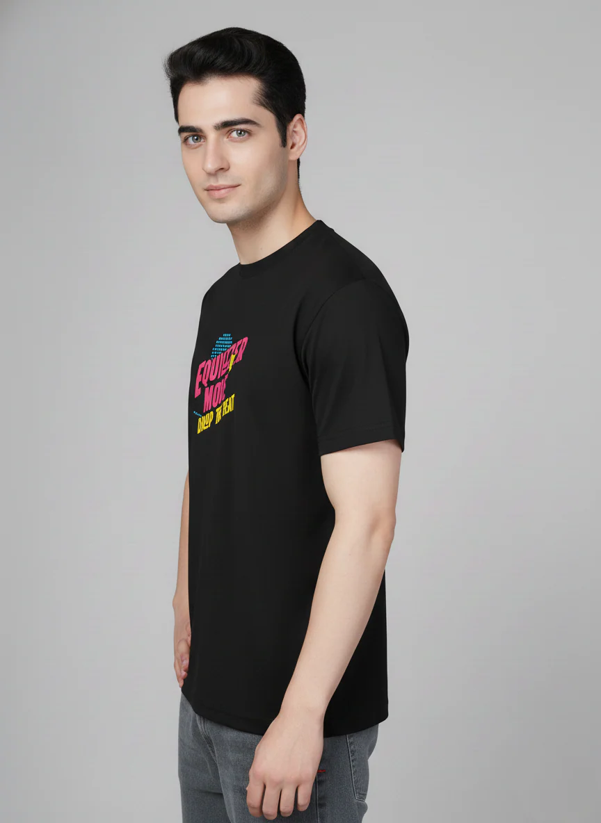 Men Cotton Black Printed Tshirt - Image 5