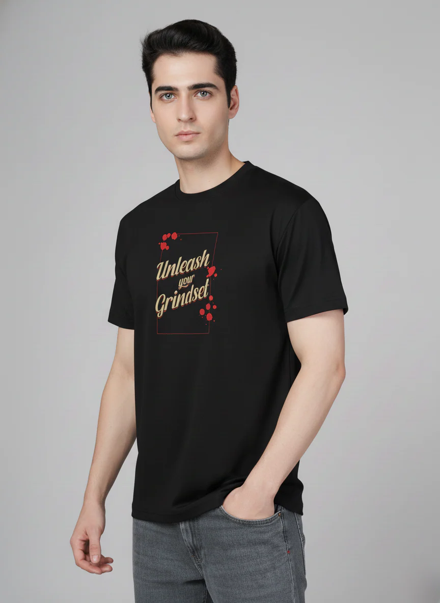 Men Cotton Black Printed Tshirt - Image 3