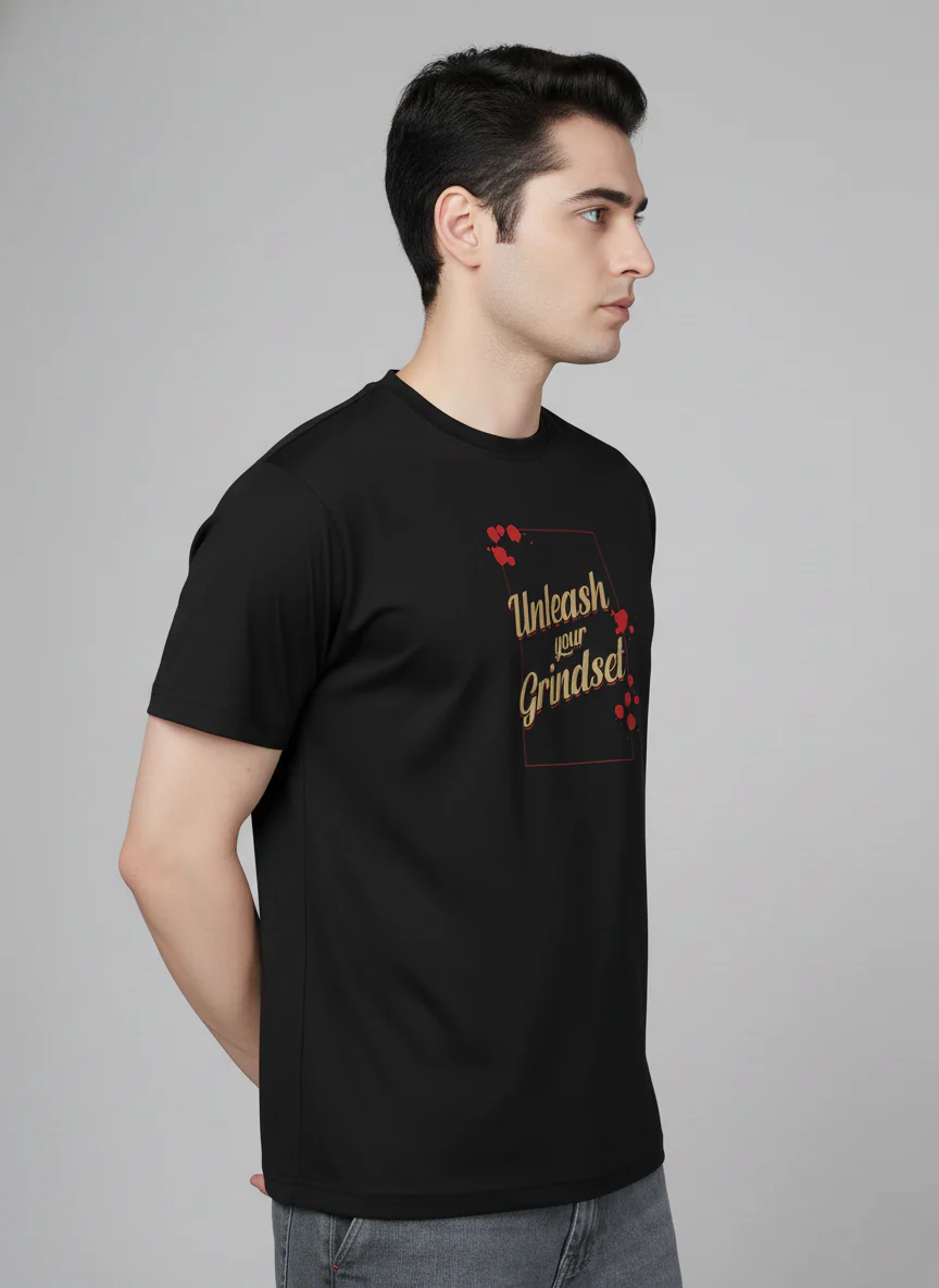 Men Cotton Black Printed Tshirt - Image 4