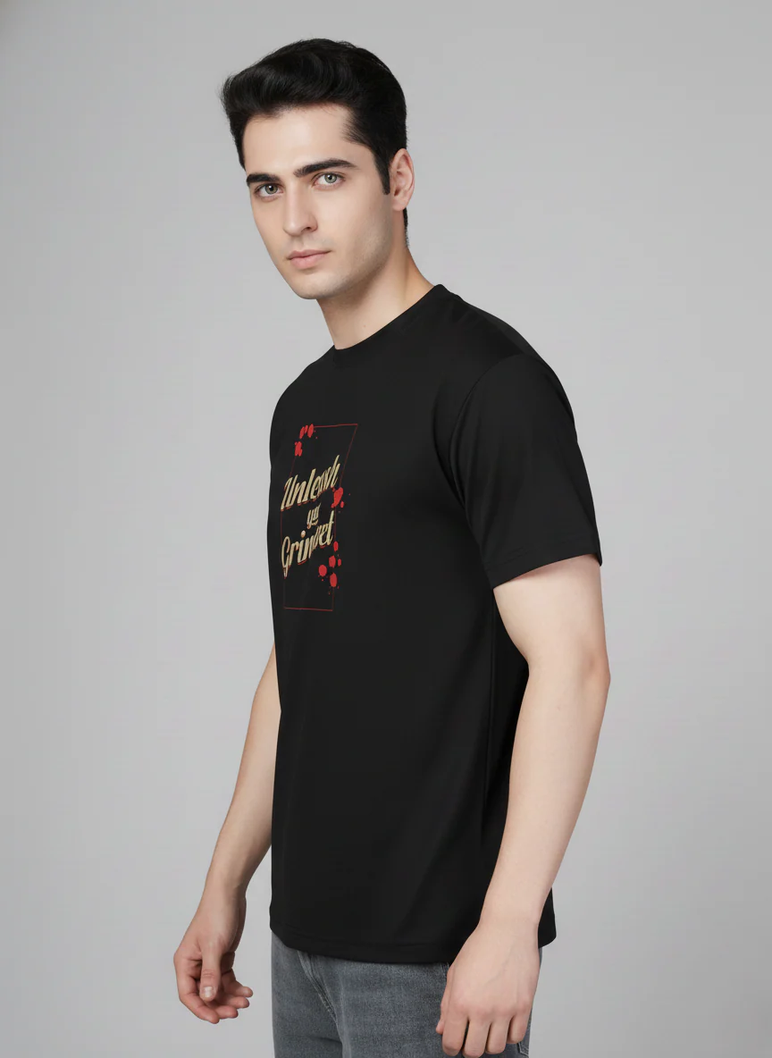 Men Cotton Black Printed Tshirt - Image 5