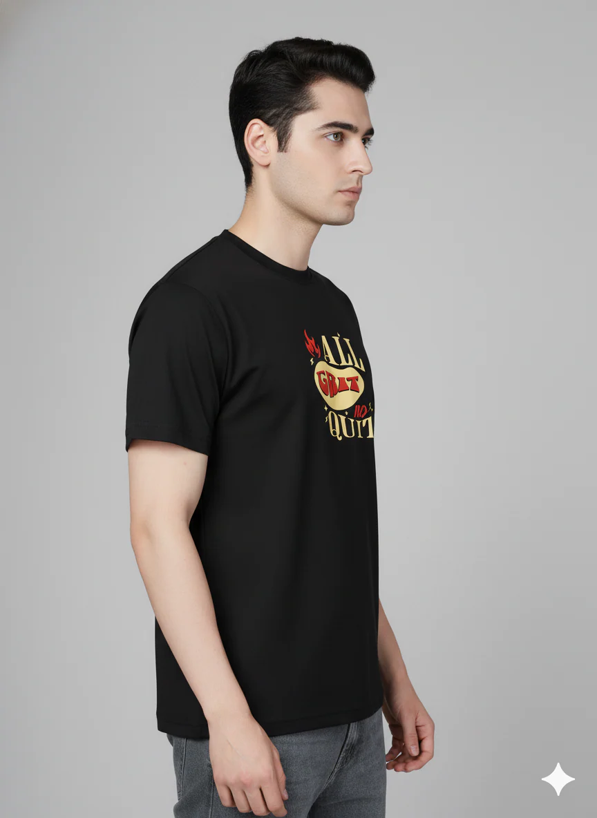 Men Cotton Black Printed Tshirt - Image 3