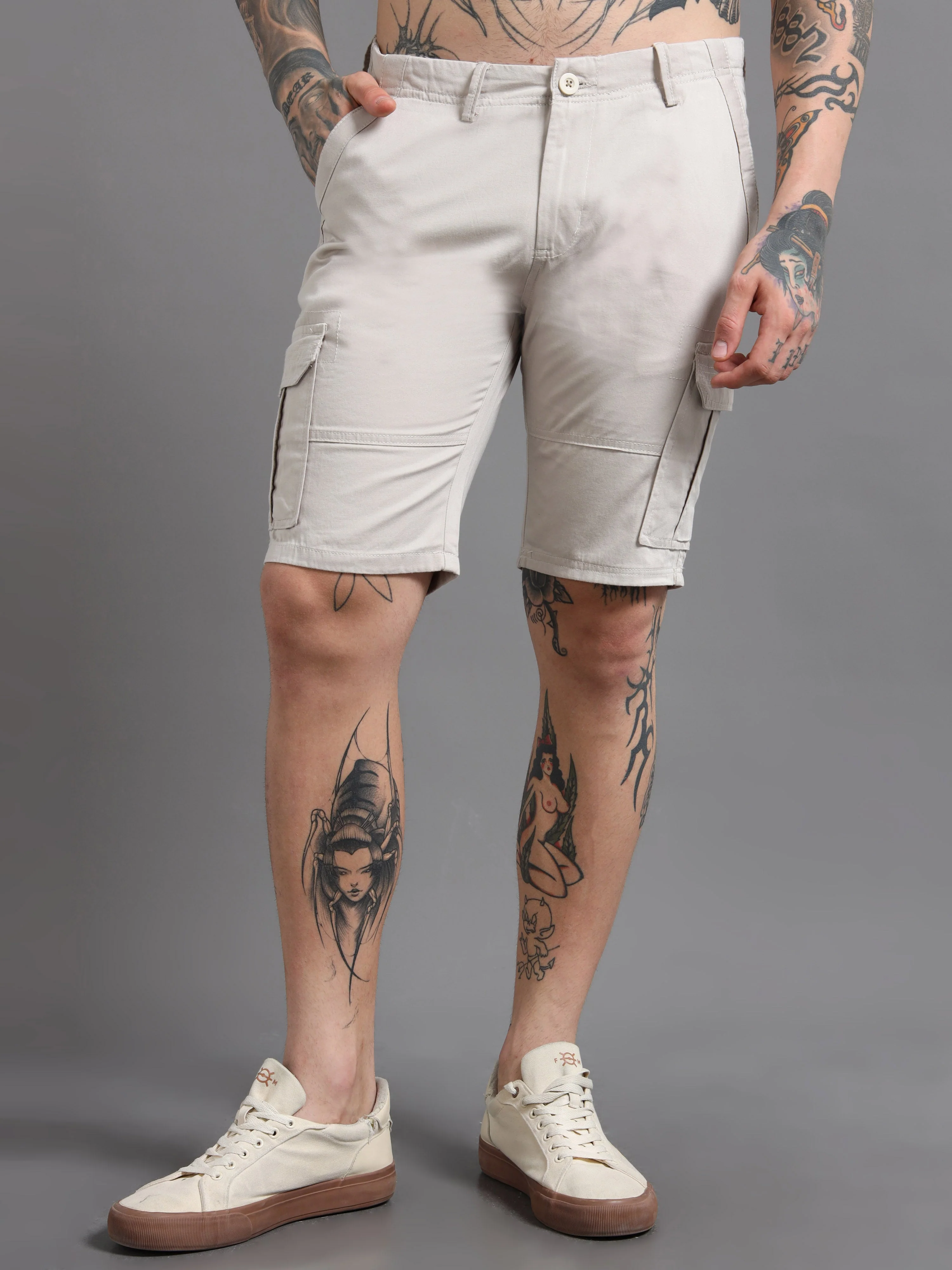 Men Rove Grey Cargo Shorts
