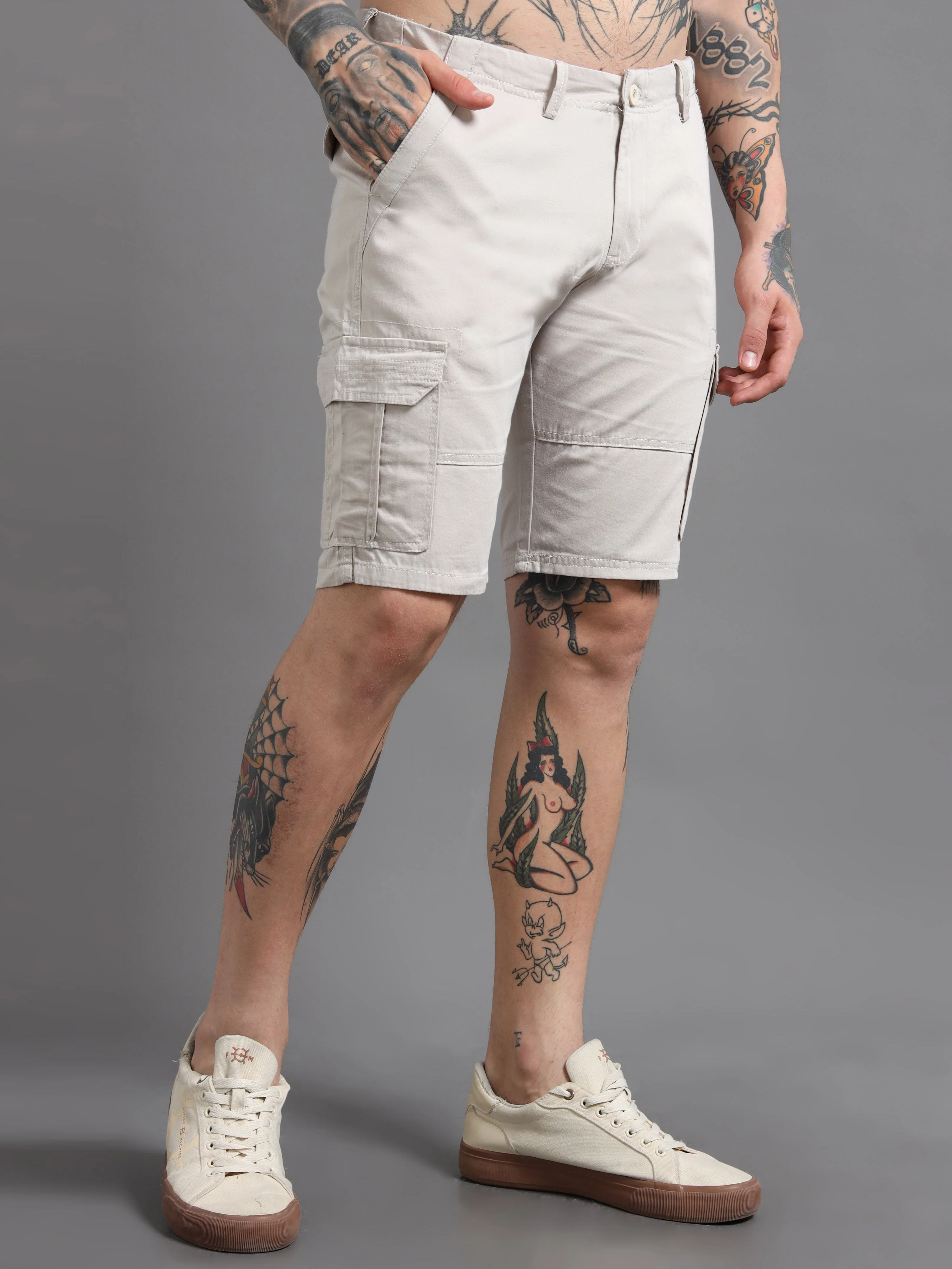 Men Rove Grey Cargo Shorts - Image 3
