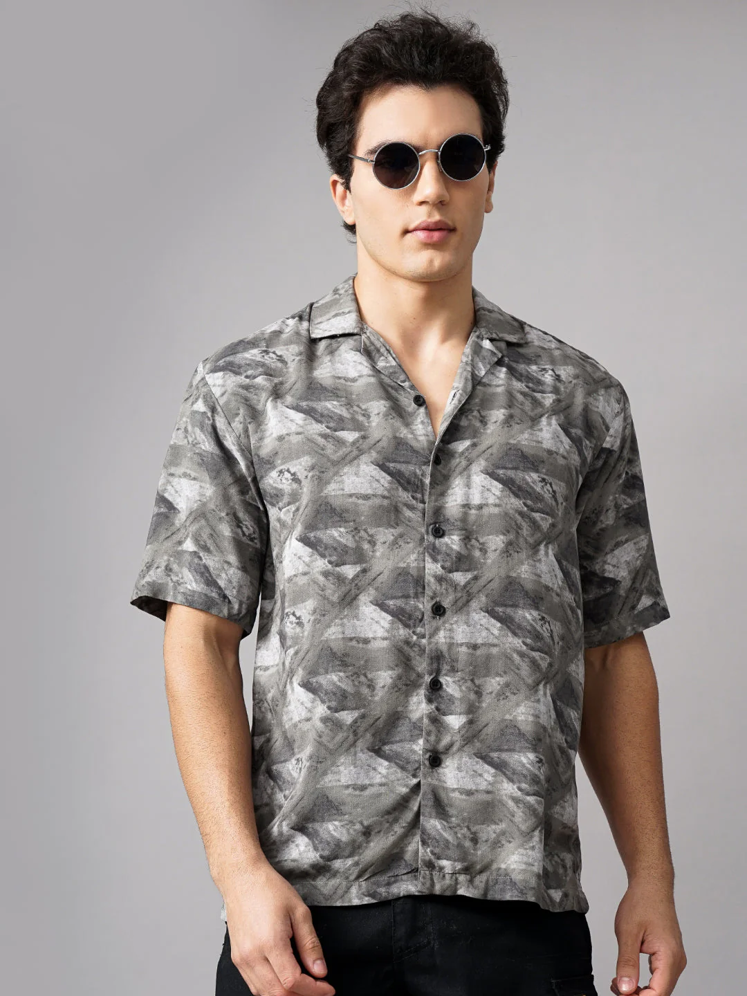Men Rove Grey Oversized Rayon Shirt - Image 2